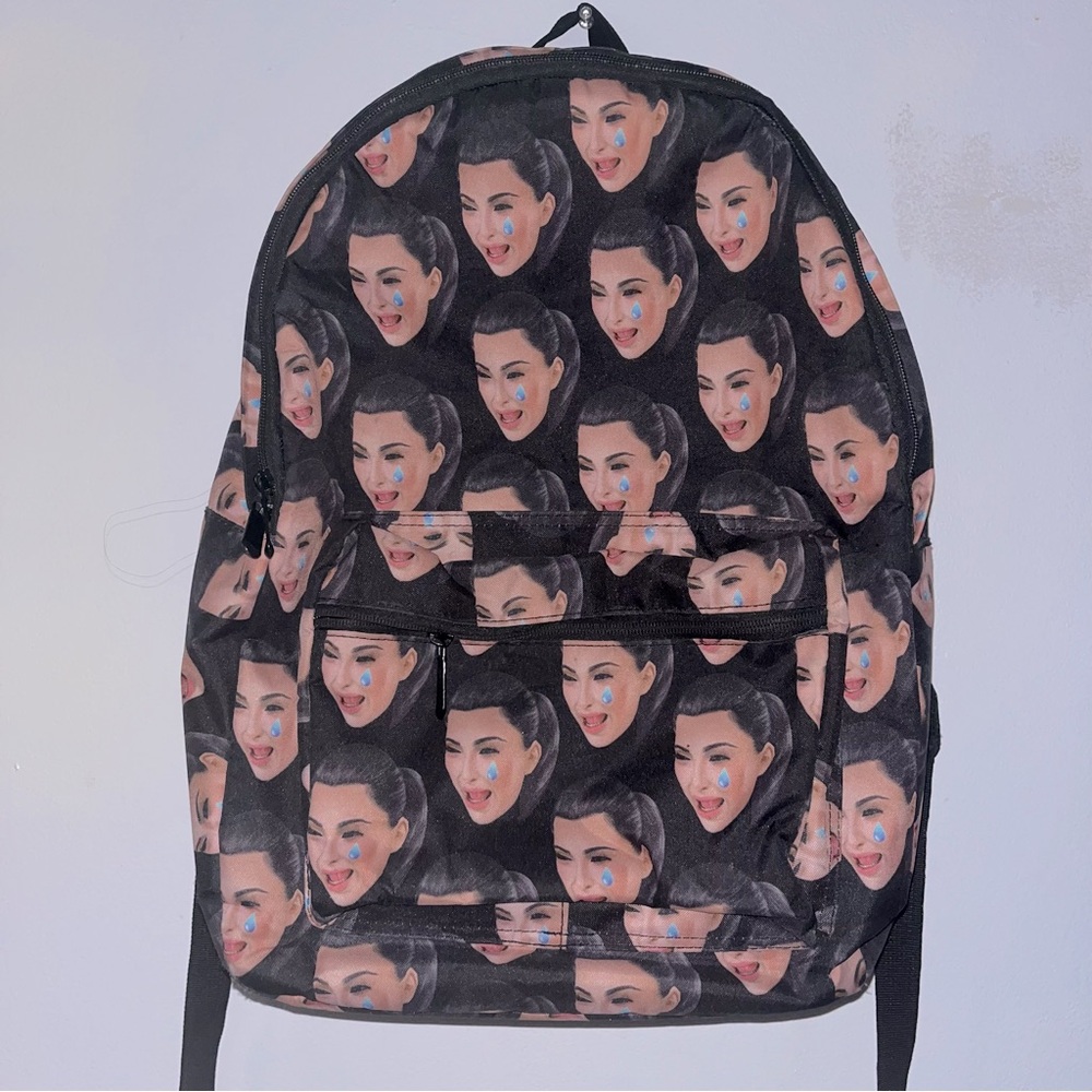 Iconic Kim Kardashian crying face backpack 😅
